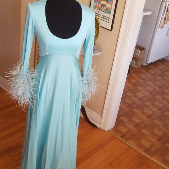 VTG Rare Lillie Rubin 700 Disco Feather Maxi Dress - Picture 7 of 8